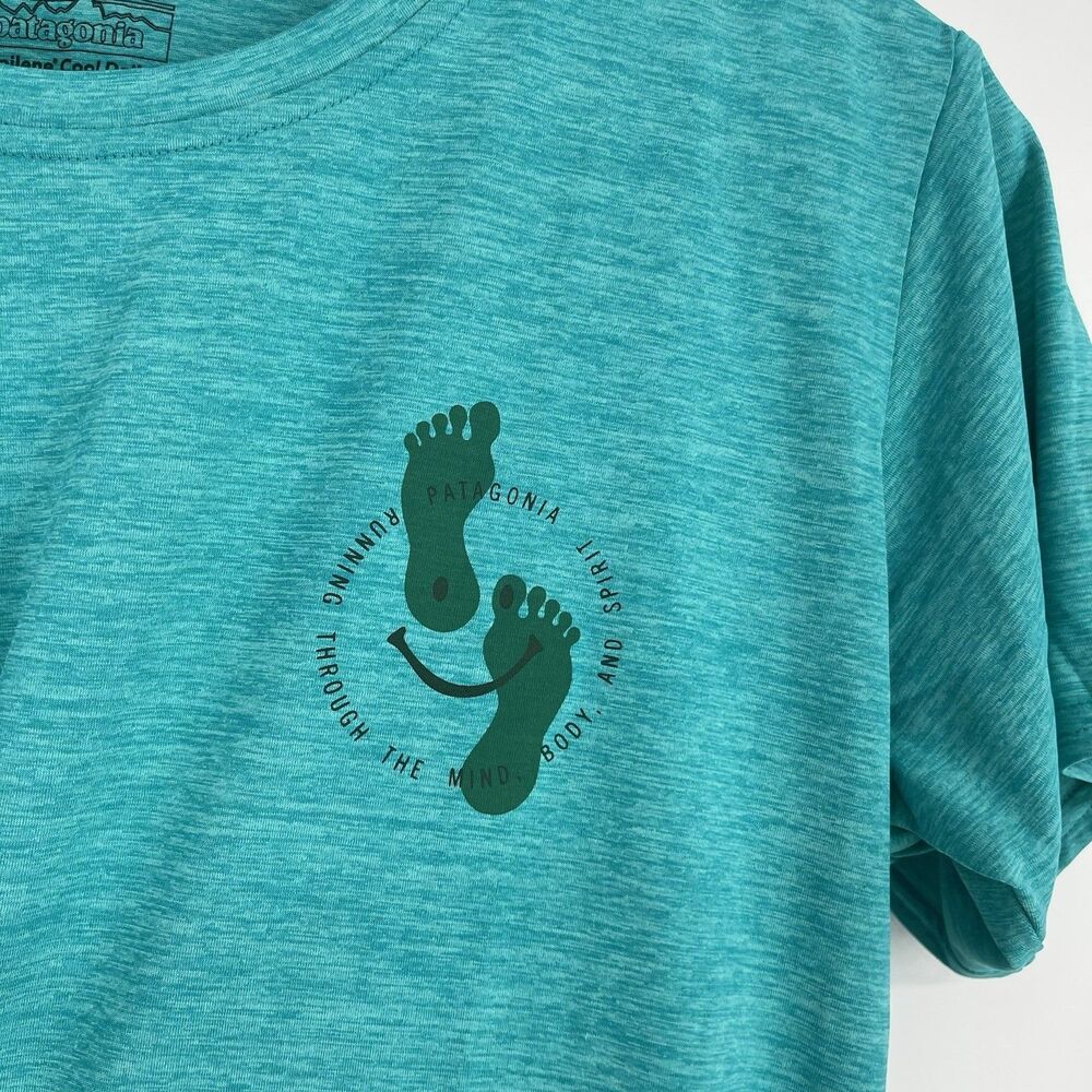Patagonia T Shirt Size Medium Womens Teal Capilene Cool Daily Graphic Tee Crew - Picture 3 of 9